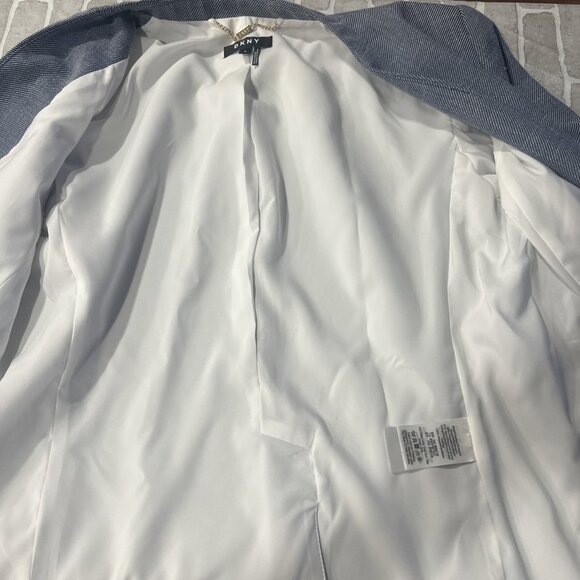 DKNY Blazer Women 12Blue Jacket Coat‎ Career Preppy One Button Lined NEW - Picture 14 of 15